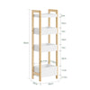 SoBuy FRG226-H-WN Kapea WC-hylly 28 cm – 4 säilytyslokeroa, bamburunko, kaatumissuoja, luonnonpuu ja valkoinen, korkeus 90 cm