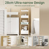 SoBuy FRG226-H-WN Kapea WC-hylly 28 cm – 4 säilytyslokeroa, bamburunko, kaatumissuoja, luonnonpuu ja valkoinen, korkeus 90 cm
