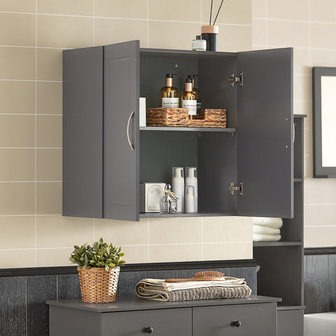 SoBuy Seinäkaappi 2 Ovea puukuitulevyä harmaa FRG231-DG