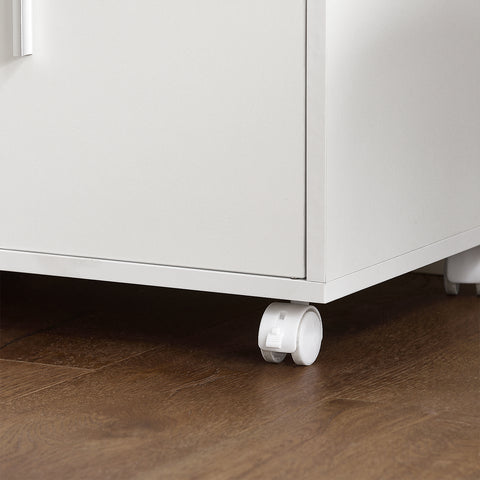 SoBuy FRG241-W – Kompakti Keittiövaunu Pyörillä | Säädettävä Hylly, Ovet & Monipuolinen Säilytys – Valkoinen