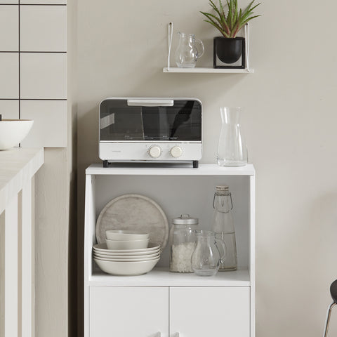 SoBuy FRG241-W – Kompakti Keittiövaunu Pyörillä | Säädettävä Hylly, Ovet & Monipuolinen Säilytys – Valkoinen