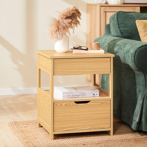 SoBuy Yöpöytä 2 Laatikolla Lipasto Sohvapöytä Sivupöytä FRG258-N