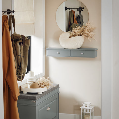 SoBuy Seinäkaappi Kapea Seinähylly seinälle 2 laatikkoa FRG43-HG