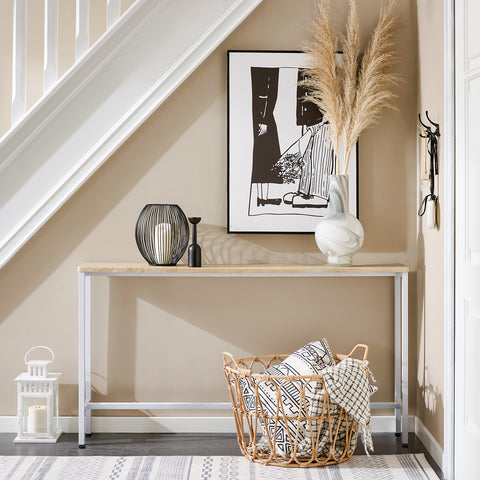 Ennakkomyynti SoBuy Kapea Senkki puukuitulevyä ja Metalli Valkoinen FSB19-Z