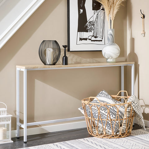 Ennakkomyynti SoBuy Kapea Senkki puukuitulevyä ja Metalli Valkoinen FSB19-Z