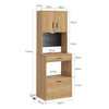 SoBuy FSB98-E-N Keittiön säilytyskaappi – 2 pistorasiaa & 2 USB-porttia, LED-valo, mikroaaltouunipaikka, 60 × 40 × 170 cm