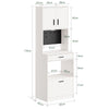 SoBuy FSB98-E-WG Keittiön Säilytyskaappi 170 cm Pistorasioilla – 2 Pistorasiaa + 2 USB-porttia, LED-valo, Mikroaaltouunihylly, Valkoinen ja Puukuvio