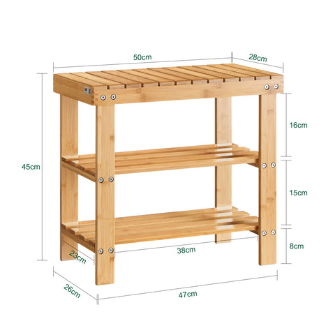 SoBuy Puinen Penkki bambupuuta Luonnollinen FSR02-K-N