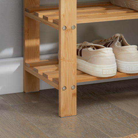 SoBuy Puinen Penkki bambupuuta Luonnollinen FSR02-K-N