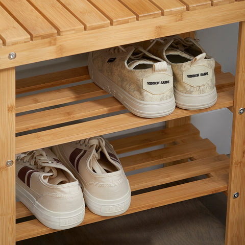 SoBuy Puinen Penkki bambupuuta Luonnollinen FSR02-K-N