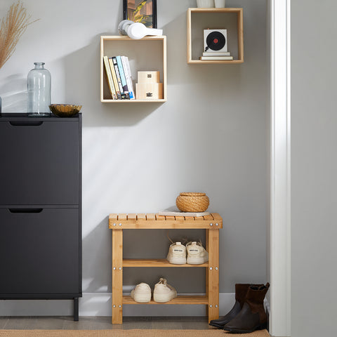 SoBuy Puinen Penkki bambupuuta Luonnollinen FSR02-K-N