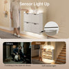 SoBuy FSR100-E-W Kenkäkaappi eteiseen LED-valolla ja liiketunnistimella – Ultraohut 19 cm, koukut, seinä- tai lattia-asennus, 8–12 paria, valkoinen