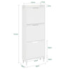 SoBuy FSR151-H-E-W Ultraohut kenkäkaappi eteiseen 19 cm – 3 läppäovea, LED-valo, tilaa säästävä, valkoinen