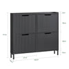 SoBuy FSR177-L-SCH Kapea Kenkäkaappi 4 Ovella – 100 × 19 × 91 cm, Tummanharmaa