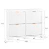 SoBuy FSR186-II-W Kapea kenkäkaappi eteiseen – 4 alas kääntyvää ovea, suuri säilytystila, valkoinen, 104 × 23 × 82 cm