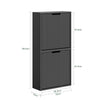 SoBuy FSR204-SCH Seinään kiinnitettävä kenkäkaappi 19 cm – 2 läppäovea ja 2 hyllyä, vaaka- tai pystyasennus, musta, 50 × 19 × 100 cm