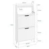 SoBuy FSR221-W Kapea kenkäkaappi eteiseen 19 cm – 2 läppäovea, 4–6 kenkäparia, koukut ja korotettu 10 cm jalusta, valkoinen, 60 × 19 × 119 cm