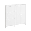 SoBuy FSR231-W Kenkäkaappi 115,5 × 14,5 × 117 cm – 10 kaltevaa hyllyä, 14 parille, valkoinen