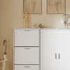 SoBuy FSR231-W Kenkäkaappi 115,5 × 14,5 × 117 cm – 10 kaltevaa hyllyä, 14 parille, valkoinen