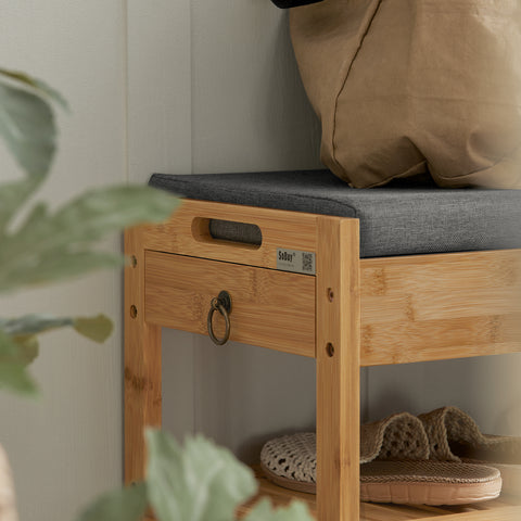 SoBuy Säilytyspenkki Tyynyllä bambupuuta Luonnollinen FSR47-N