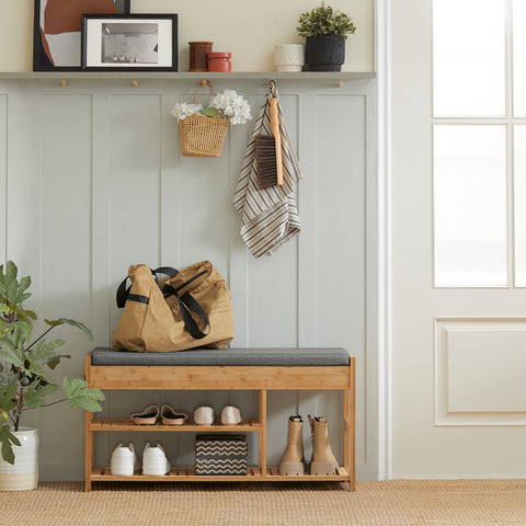 SoBuy Säilytyspenkki Tyynyllä bambupuuta Luonnollinen FSR47-N