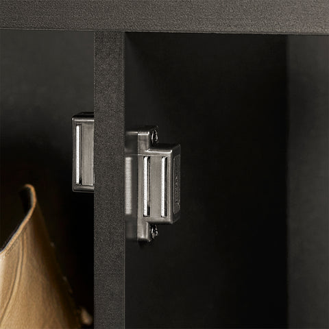 SoBuy FSR63-II-SCH Kengänsäilytyspenkki – Suljettu Säilytys, Pehmustettu Istuin, 150 kg Kantavuus – Moderni Musta, 91×30×50 cm