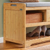 SoBuy FSR75-N Säilytyspenkki Pehmustetulla Istuimella – 91 × 34 × 45 cm, 180 kg, Bambu, Luonnonväri
