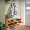 SoBuy FSR75-N Säilytyspenkki Pehmustetulla Istuimella – 91 × 34 × 45 cm, 180 kg, Bambu, Luonnonväri