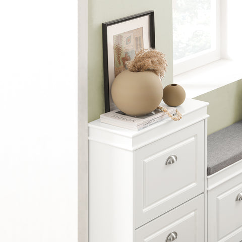 SoBuy FSR78-W Kenkäteline kahdella lasketettavalla ovella, kenkäkaappi eteiseen, mahtuu 8 paria kenkiä, 54x24x83 cm, Valkoinen