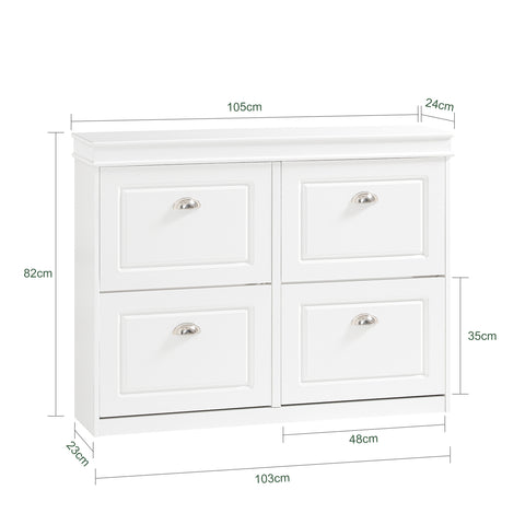 SoBuy FSR79-W Kenkäteline, 4 Lokerolla, Korkeus 83 cm, Valkoinen
