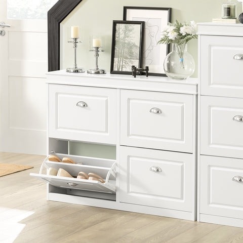 SoBuy FSR79-W Kenkäteline, 4 Lokerolla, Korkeus 83 cm, Valkoinen