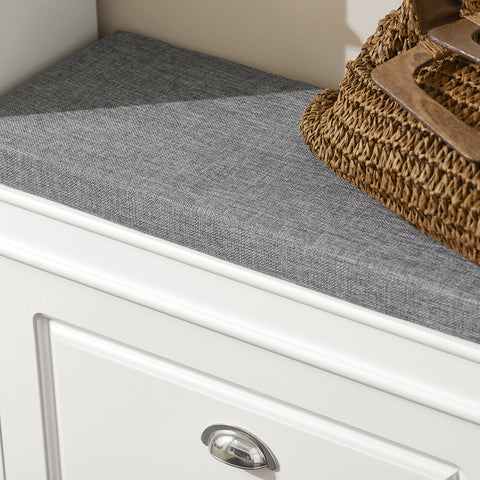 SoBuy FSR82-K-W Kenkäteline Penkki, Istuinpehmusteella ja Piilotetulla Säilytystilalla, Valkoinen – 60x24x51 cm