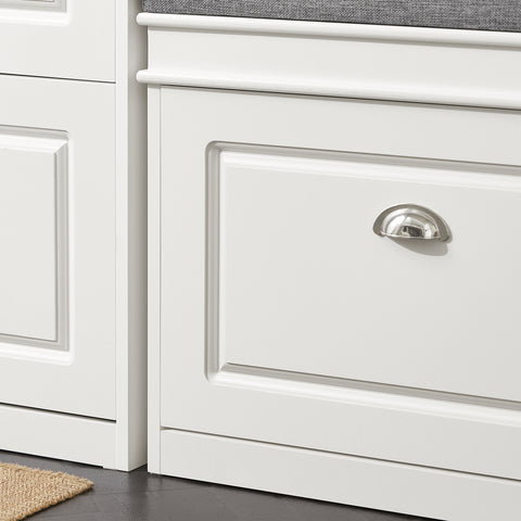 SoBuy FSR82-K-W Kenkäteline Penkki, Istuinpehmusteella ja Piilotetulla Säilytystilalla, Valkoinen – 60x24x51 cm