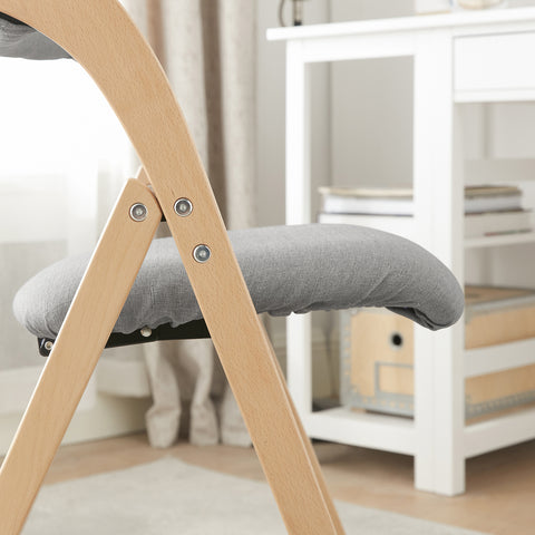 SoBuy FST92-N Taitettava Pehmustettu Puu­tuoli – Ergonominen, Tilaa Säästävä Keittiö- ja Toimistotuoli, Vaaleanharmaa