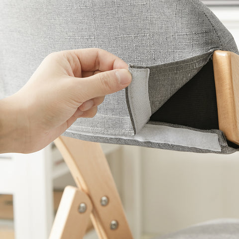 SoBuy FST92-N Taitettava Pehmustettu Puu­tuoli – Ergonominen, Tilaa Säästävä Keittiö- ja Toimistotuoli, Vaaleanharmaa