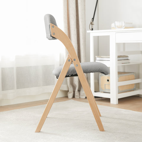 SoBuy FST92-N Taitettava Pehmustettu Puu­tuoli – Ergonominen, Tilaa Säästävä Keittiö- ja Toimistotuoli, Vaaleanharmaa