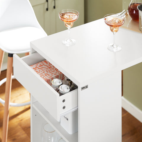 SoBuy Baaripöytä Keittiön pöytä Korkea pöytä 3 hyllyä FWT101-W