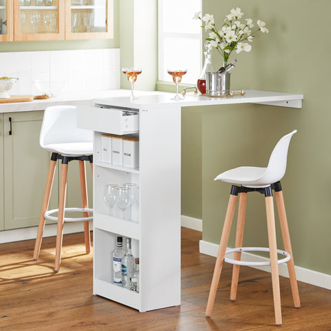 SoBuy Baaripöytä Keittiön pöytä Korkea pöytä 3 hyllyä FWT101-W