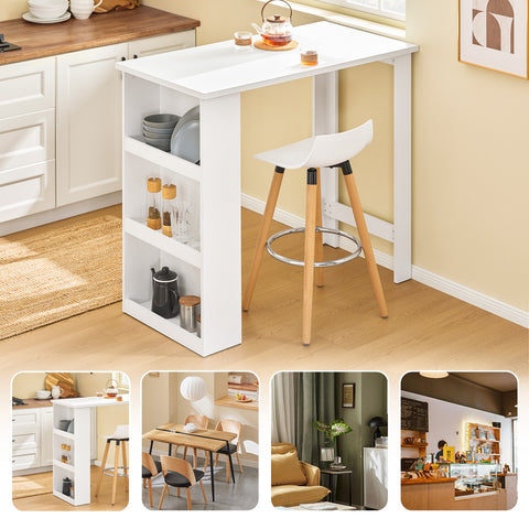 SoBuy FWT17-II-W Baaripöytä Korkea Keittiöpöytä Seisomapöytä Pieniin Tilohin, Baari Keittiöön, Olohuoneeseen, Toimistoon tai Kahvilaan Valkoinen 112 x 57 x 106 cm