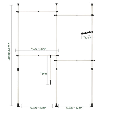 SoBuy Vaatekaappikokonaisuus Metalli ja polypropeenimuovia Valkoinen KLS03
