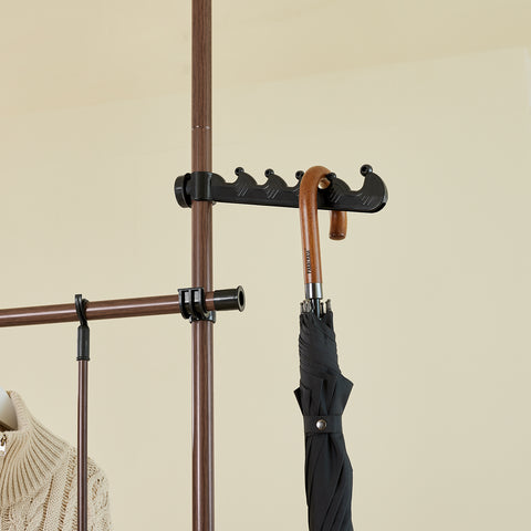 SoBuy KLS04-II-BR Vahva teleskooppinen vaateteline – Säädettävä avoin vaatekaappi tangoilla ja hyllyillä, naulakko makuuhuoneeseen/vaatehuoneeseen, Ruskea