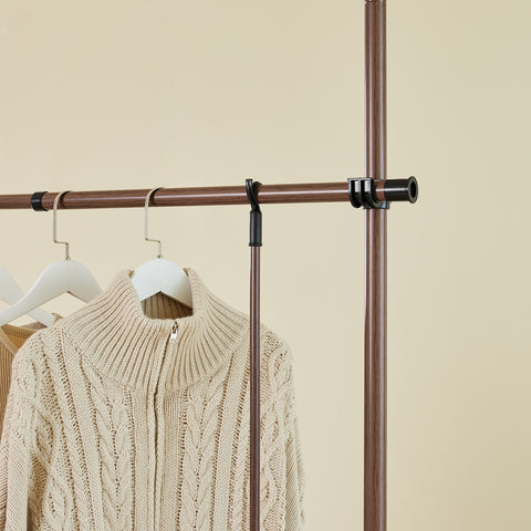 SoBuy KLS04-II-BR Vahva teleskooppinen vaateteline – Säädettävä avoin vaatekaappi tangoilla ja hyllyillä, naulakko makuuhuoneeseen/vaatehuoneeseen, Ruskea