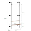SoBuy KLS20-SCH Seinäkiinnitteinen vaateripustin – 2 MDF-hyllyä, teollinen musta, 91,5 × 48 × 220 cm
