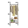 SoBuy KLS20-SCH Seinäkiinnitteinen vaateripustin – 2 MDF-hyllyä, teollinen musta, 91,5 × 48 × 220 cm