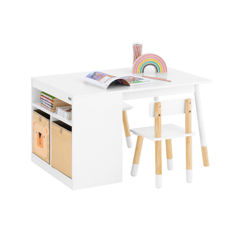 SoBuy 2-osainen Lasten pöytä ja tuolisarja kirjoituspöytä säilytystilalla KMB113-W