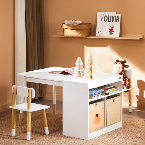 SoBuy 2-osainen Lasten pöytä ja tuolisarja kirjoituspöytä säilytystilalla KMB113-W
