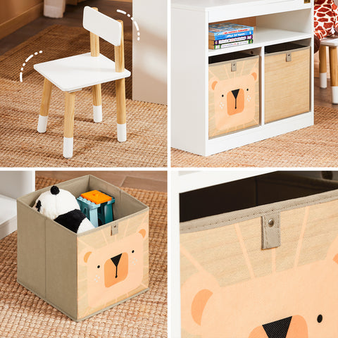 SoBuy 2-osainen Lasten pöytä ja tuolisarja kirjoituspöytä säilytystilalla KMB113-W