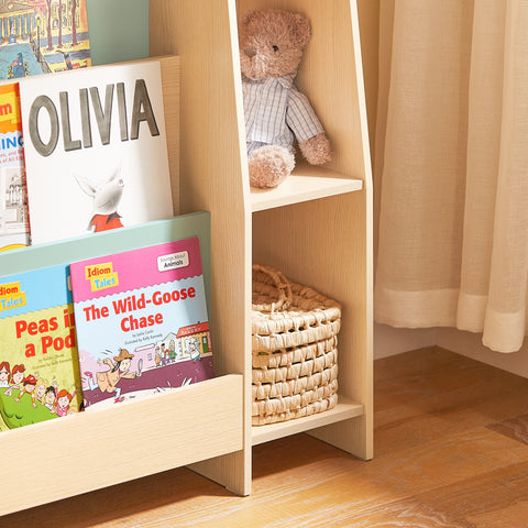 SoBuy Lasten Kirjahylly Lehtiteline Säilytys Kulmahylly KMB114-GR