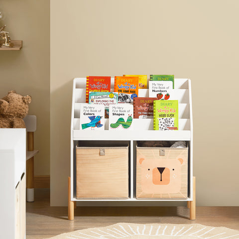 SoBuy Lasten Kirjahylly Lehtiteline Säilytys Valkoinen Kulmahylly KMB115-W