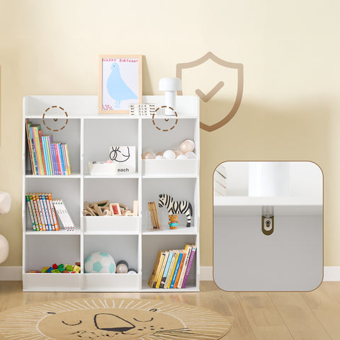 SoBuy KMB120-W Lasten Kirjahylly Lelujen Säilytyshylly 9 Lokerolla – Valkoinen 95x34x105 cm